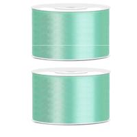 Hobby Sierlint satijn - 2x - Mint groen - 25 meter - cadeaulint - satijnlint/sierlinten