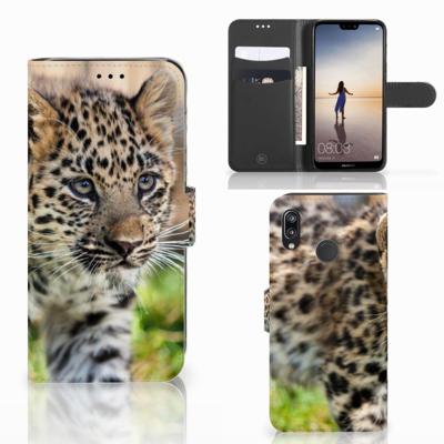 Huawei P20 Lite | Telefoonhoesje | Met pasjeshouder | Baby Luipaard