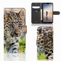 Huawei P20 Lite | Telefoonhoesje | Met pasjeshouder | Baby Luipaard