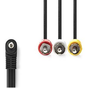 Audio-Videokabel | 3,5 mm Male | 3x RCA Male | Vernikkeld | 1.00 m | Rond | PVC | Zwart