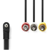 Audio-Videokabel | 3,5 mm Male | 3x RCA Male | Vernikkeld | 1.00 m | Rond | PVC | Zwart