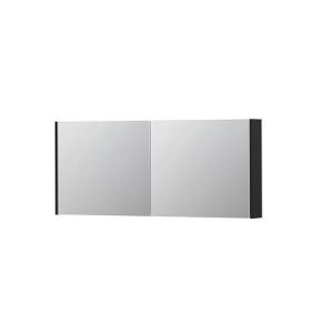 INK SPK1 Spiegelkast - 140x14x60cm - 2 deuren - dubbelzijdige Spiegel - schakelaar en stopcontact - MDF lak zwart mat 1110755