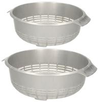 Plasticforte kunststof keuken vergieten - 2x stuks - zilvergrijs - 27 x 10 cm en 23 x 9 cm