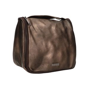 Toilettas/make-up tas bruin metallic voor dames 24 x 20 x 3 cm