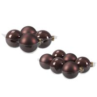 20x stuks glazen kerstballen donkerbruin (chestnut) 8 en 10 cm mat/glans - thumbnail