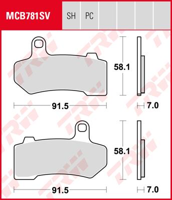 TRW Remblokken, en remschoenen voor de moto, MCB781PC Allround organisch/carbon