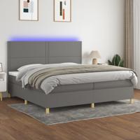 Boxspring met matras en LED stof donkergrijs 200x200 cm
