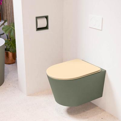 MONDIAZ LAVIE hangend toilet single fire rimless diepspoel Army, Toiletzitting met quick-release & softclose Sand