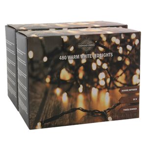 Set van 2x stuks kerstverlichting warm wit 480 lampjes 3600 cm