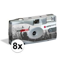 8x Wegwerp cameras/fototoestel met flits voor 36 zwart/wit fotos voor bruiloft/huwelijk   -