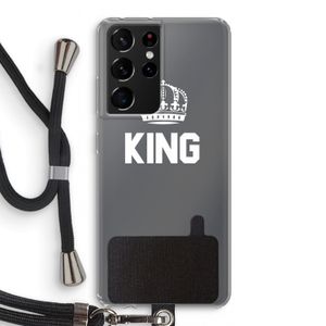 King zwart: Samsung Galaxy S21 Ultra Transparant Hoesje met koord