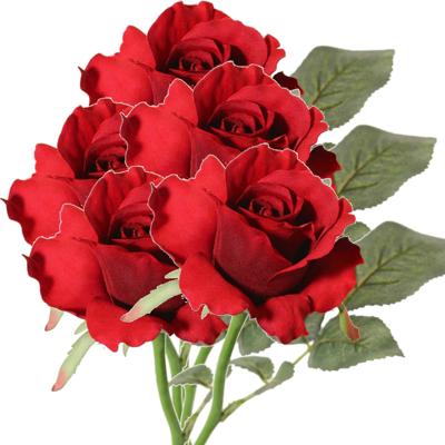 Topart Kunstbloem - 5x - roos Alice - de luxe - rood - 30 cm - kunststof steel - decoratie
