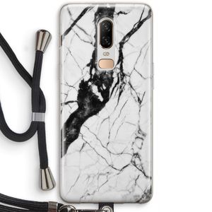Witte marmer 2: OnePlus 6 Transparant Hoesje met koord