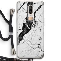 Witte marmer 2: OnePlus 6 Transparant Hoesje met koord