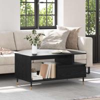 Salontafel met lade Zwart eiken 90 x 49 x 45 cm Bewerkt hout Salontafel met lade Zwart eiken 90 x 49 x 45 cm Bewerkt hout