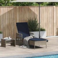 Ligstoel Grijs en Marineblauw 55 x 200 x 92 cm poly rattan