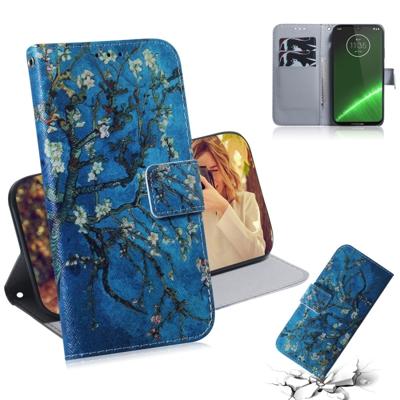 Abrikoos bloem patroon gekleurde tekening horizontale Flip lederen case voor Motorola Moto G7/Moto G7 Plus met houder & kaartsleuven & portemonnee