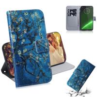 Abrikoos bloem patroon gekleurde tekening horizontale Flip lederen case voor Motorola Moto G7/Moto G7 Plus met houder & kaartsleuven & portemonnee