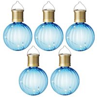 Solar lampion voor buiten - 5x - LED - blauw - 11 cm - buitenverlichting