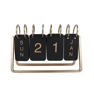 Bureaukalender zwart goud metaal 18x6x12,5 cm