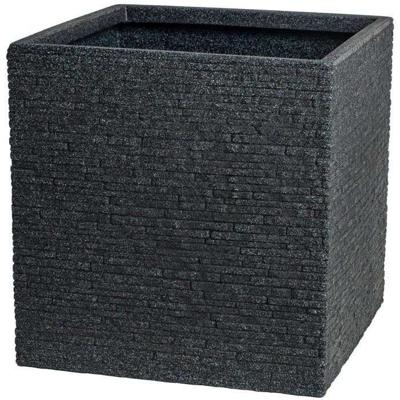 Bloempot - STRATA - L - Vierkant - Leisteen - 38 cm SQ x 39 cm H - Askleur