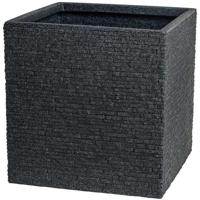 Bloempot - STRATA - L - Vierkant - Leisteen - 38 cm SQ x 39 cm H - Askleur