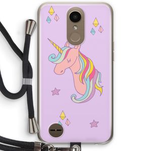 Roze eenhoorn: LG K10 (2017) Transparant Hoesje met koord