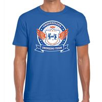 Blauw vrijgezellenfeest drinking team t-shirt blauw oranje heren - thumbnail