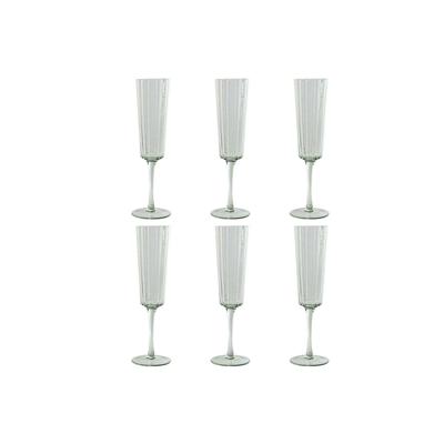 Set van bekers Home ESPRIT Groen Kristal 6 x 6 x 23,7 cm (6 Stuks)