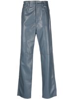 Nanushka pantalon droit Aric en cuir artificiel - Bleu