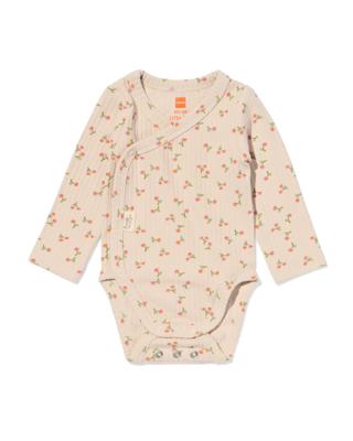 HEMA Newborn meegroei overslagromper rib bloemen ecru (ecru)