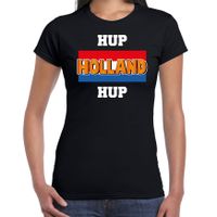 Zwart t-shirt Holland / Nederland supporter hup Holland up EK/ WK voor dames