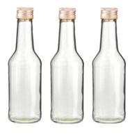 Fles - Set van 20x stuks - met schroefdop - transparant - 200 ml - glas