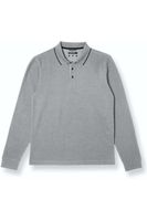 Pierre Cardin Modern Fit Poloshirt lange mouw grijs, Effen - thumbnail