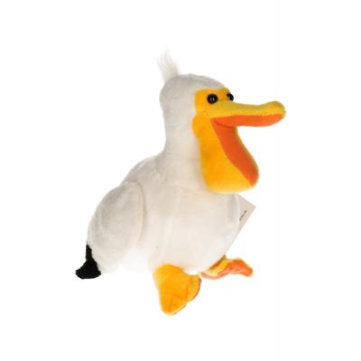 Knuffel pelikaan - wit/grijs - 17 cm - pluche - knuffeldier - vogelknuffel