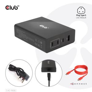 club3D CAC-1906 Laptop netvoeding 132 W Binnen Aantal uitgangen: 3 x, 1 x USB-C, USB-A GaN, USB Power Delivery (USB-PD)