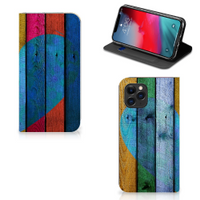 Apple iPhone 11 Pro Book Wallet Case Wood Heart - Cadeau voor je Vriend