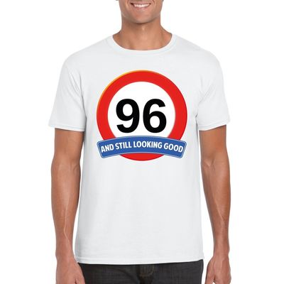 Verkeersbord 96 jaar t-shirt wit heren