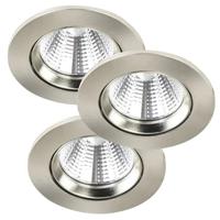 Set van 3x inbouwspot zilver modern &apos;Fremont&apos; led lamp dimbaar modern 2700k