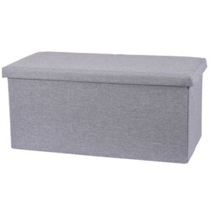 Poef/hocker/krukje - opbergbox - lichtgrijs - polyester - 76 x 40 x 38 cm - opvouwbaar