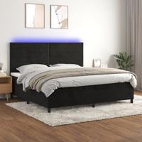 Boxspring met matras en LED fluweel zwart 200x200 cm