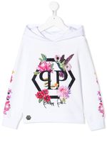 Philipp Plein sweat à capuche à logo strassé - Blanc - thumbnail