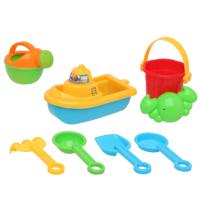 Atosa Strand/zandbak speelgoed set - emmer/schepjes met vormpjes - plastic - en bootje   - - thumbnail