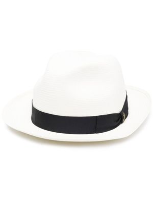 Borsalino fédora à détail de nœud - Blanc