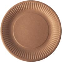 Bord "pure", rond, bruin, diameter 19 cm, uit karton, pak van 20 stuks