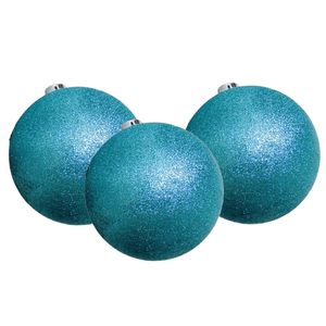 6x stuks kerstballen ijsblauw glitters kunststof 8 cm - Kerstbal