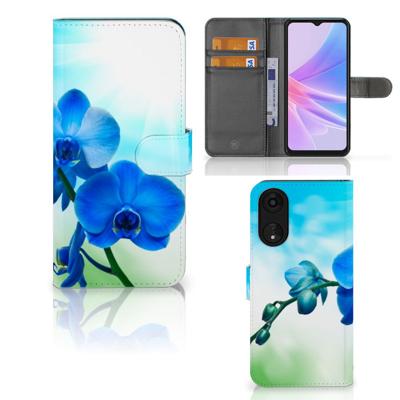 OPPO A78 5G | A58 5G Hoesje Orchidee Blauw - Cadeau voor je Moeder OPPO A78 5G | A58 5G Hoesje Orchidee Blauw - Cadeau voor je Moeder