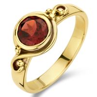 Ring Vintage Oxi geelgoud-granaat goudkleurig-rood 9 mm