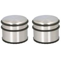 Alpina Deurstopper van 1.1 kilo - Set van 2x stuks - staal - met zwart kunststof rand - 9 x 7 cm