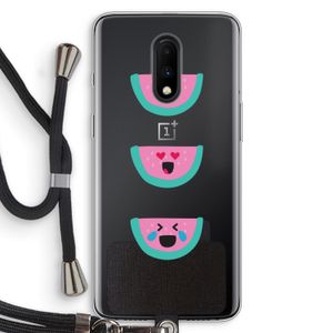 Smiley watermeloen: OnePlus 7 Transparant Hoesje met koord